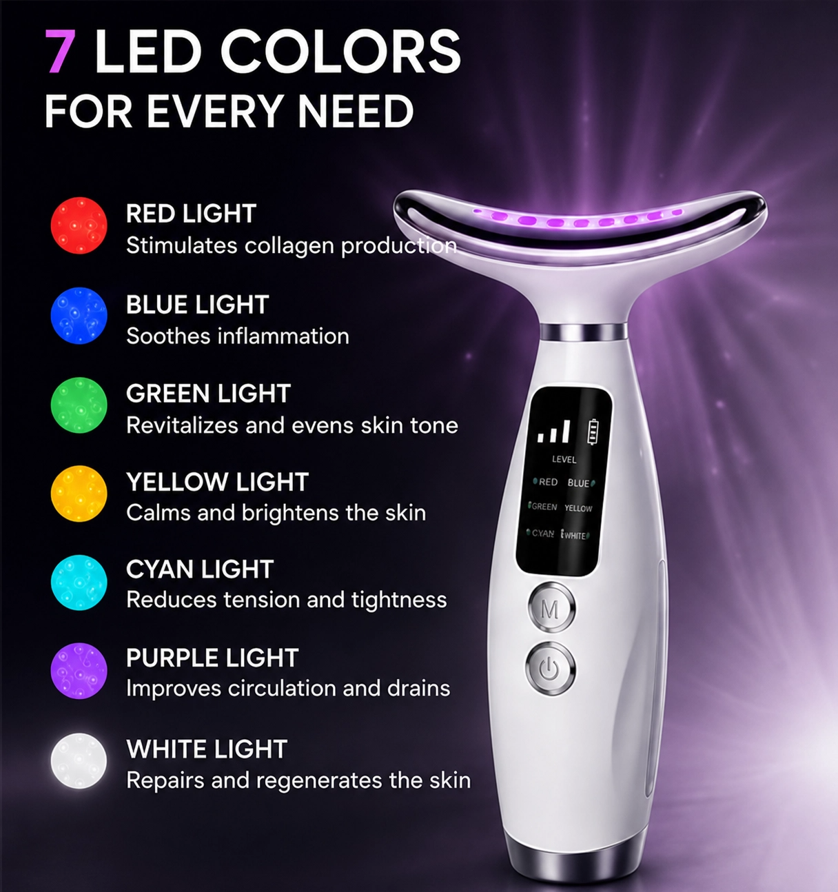 GlowLift Pro — 7-Color LED Neck & Face Massager